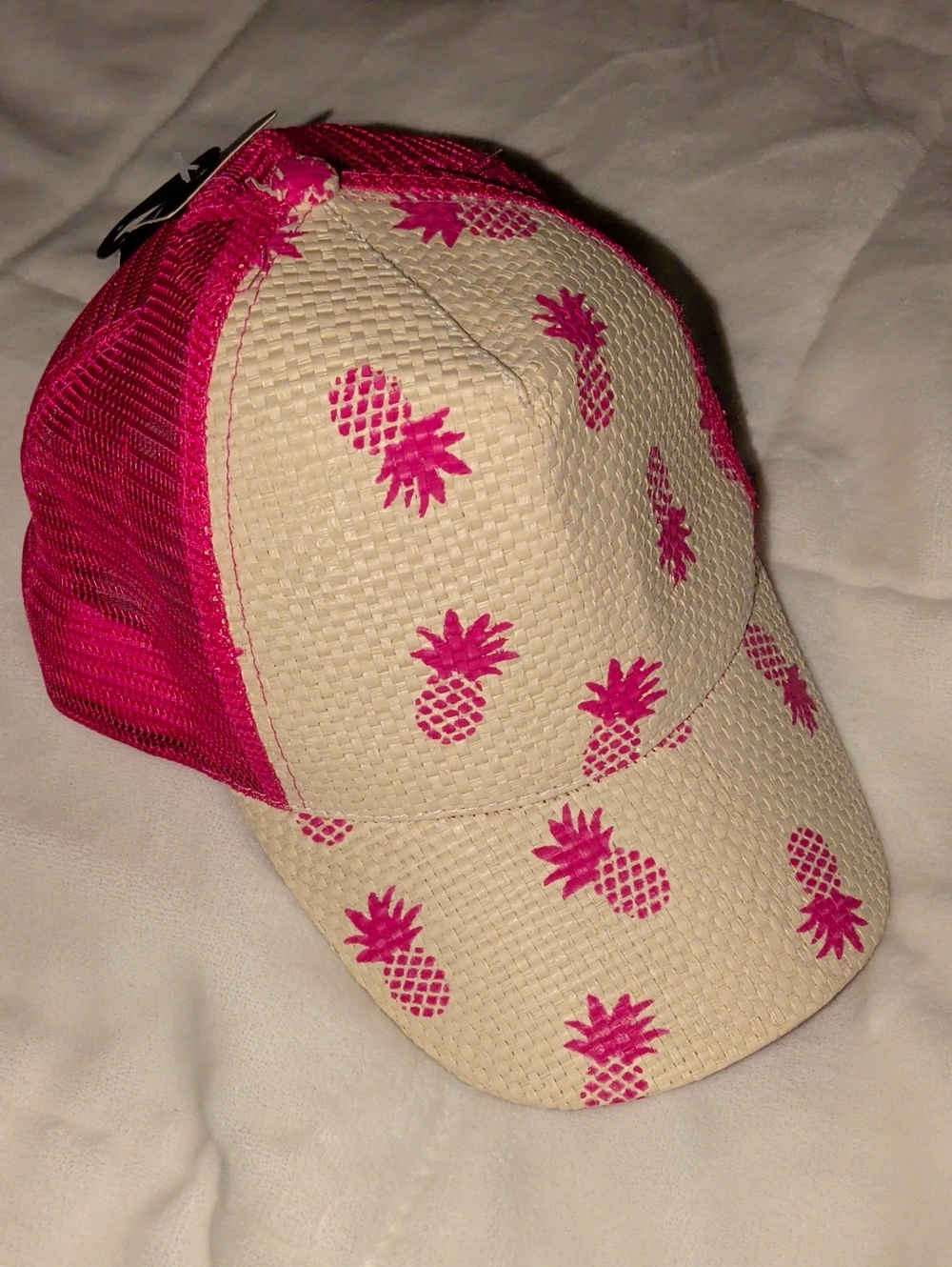 Rampage Pink Pineapple Straw Trucker Hat